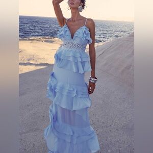 True Decadence v-neck maxi dress in sky blue size 12